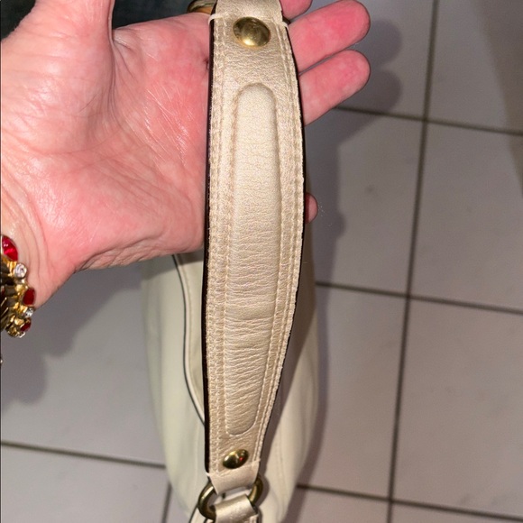 Coach Zoe Vintage shoulder bag leather Ivory / gold metallic trim F12671 EUC - Picture 7 of 16